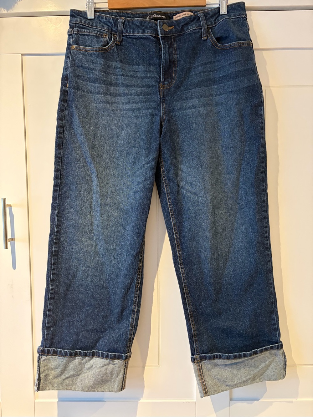 BCBG Generation Women’s Midrise Cuffed Straight Jeans
